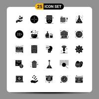 Stock Vector Icon Pack mit 25 Zeilenzeichen und Symbolen für Laborstecker böse Sonnenenergie editierbare Vektordesign-Elemente