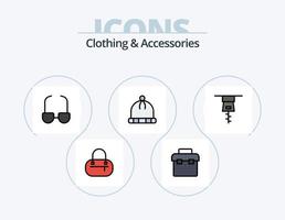 Kleidung und Accessoires Linie gefüllt Icon Pack 5 Icon Design. . Geldbeutel. Ansicht. Mode. nähen vektor