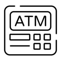 automatiserad kassör maskin ikon, modern vektor av kontanter dispenser