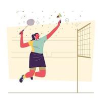 weiblicher badmintonspielercharakter vektor