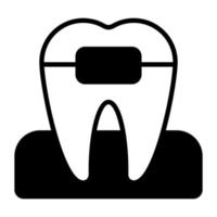Zahnspangen auf den Zähnen, Zahngesundheitskonzeptvektor vektor