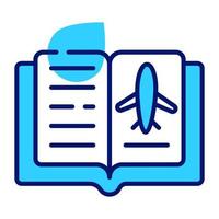 flygplan på bok ikon som visar begrepp av flyg regler vektor