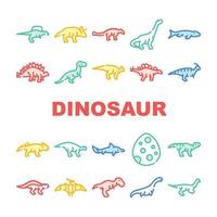 dinosaurie vild djur- samling ikoner uppsättning vektor