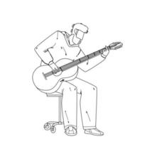 spelar gitarr musiker instrument pojke vektor illustration