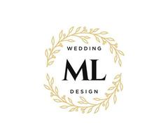 ml initialer brev bröllop monogram logotyper samling, hand dragen modern minimalistisk och blommig mallar för inbjudan kort, spara de datum, elegant identitet för restaurang, boutique, Kafé i vektor