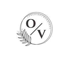 ov Initialen Brief Hochzeit Monogramm Logos Vorlage, handgezeichnete moderne minimalistische und florale Vorlagen für Einladungskarten, Datum speichern, elegante Identität. vektor