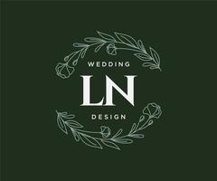 ln Initialen Brief Hochzeit Monogramm Logos Sammlung, handgezeichnete moderne minimalistische und florale Vorlagen für Einladungskarten, Save the Date, elegante Identität für Restaurant, Boutique, Café im Vektor