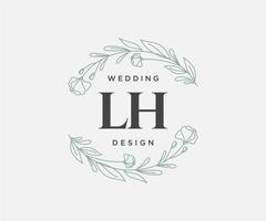 lh initialen brief hochzeitsmonogramm logos sammlung, handgezeichnete moderne minimalistische und florale vorlagen für einladungskarten, save the date, elegante identität für restaurant, boutique, café im vektor