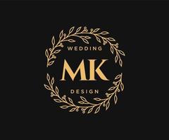 mk initialen brief hochzeitsmonogramm logos sammlung, handgezeichnete moderne minimalistische und florale vorlagen für einladungskarten, save the date, elegante identität für restaurant, boutique, café im vektor