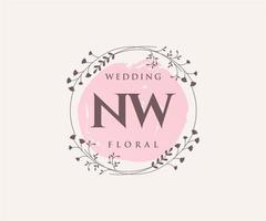 nw Initialen Brief Hochzeit Monogramm Logos Vorlage, handgezeichnete moderne minimalistische und florale Vorlagen für Einladungskarten, Datum speichern, elegante Identität. vektor