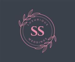 ss Initialen Brief Hochzeit Monogramm Logos Vorlage, handgezeichnete moderne minimalistische und florale Vorlagen für Einladungskarten, Datum speichern, elegante Identität. vektor