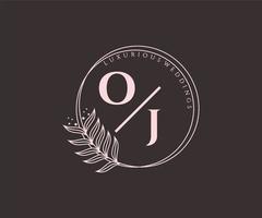 oj initialer brev bröllop monogram logotyper mall, hand dragen modern minimalistisk och blommig mallar för inbjudan kort, spara de datum, elegant identitet. vektor