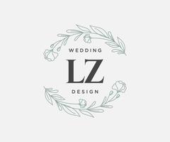 lz initialen brief hochzeitsmonogramm logos sammlung, handgezeichnete moderne minimalistische und florale vorlagen für einladungskarten, save the date, elegante identität für restaurant, boutique, café im vektor