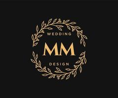 mm Initialen Brief Hochzeit Monogramm Logos Sammlung, handgezeichnete moderne minimalistische und florale Vorlagen für Einladungskarten, Save the Date, elegante Identität für Restaurant, Boutique, Café im Vektor