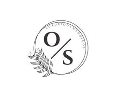 os initialer brev bröllop monogram logotyper mall, hand dragen modern minimalistisk och blommig mallar för inbjudan kort, spara de datum, elegant identitet. vektor