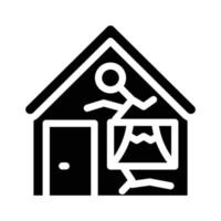 bruten skadad hus glyf ikon vektor illustration