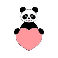 süßer Panda mit Herz. postkarte zum valentinstag. element für die gestaltung von drucken, postern, aufklebern, postkarten. Vektorillustration auf weißem Hintergrund vektor