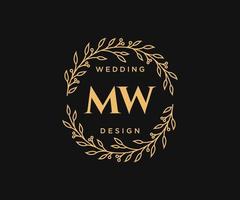 mw initialen brief hochzeitsmonogramm logos sammlung, handgezeichnete moderne minimalistische und florale vorlagen für einladungskarten, save the date, elegante identität für restaurant, boutique, café im vektor