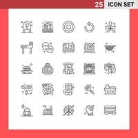mobile Interface-Linie Satz von 25 Piktogrammen des Pflanzenwiederholungstanks drehen aktualisieren editierbare Vektordesign-Elemente vektor