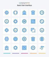 Creative Basic 25 Blue Icon Pack wie Basic. Müll. Basic. Löschen. Behälter vektor