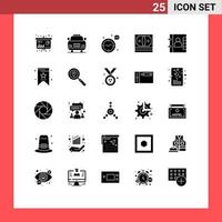 25 universell fast glyf tecken symboler av kontakter stack kärlek pengar kontanter redigerbar vektor design element