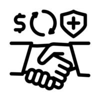 Krankenversicherung kaufen Handshake-Symbol Vektor-Umriss-Illustration vektor