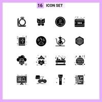 fast glyf packa av 16 universell symboler av bibel urval företag kalender värde redigerbar vektor design element