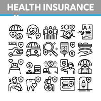 hälsa försäkring vård samling ikoner uppsättning vektor
