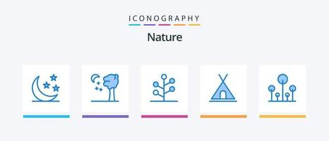 natur blå 5 ikon packa Inklusive natur. skog. trädgård. resa. natur. kreativ ikoner design vektor