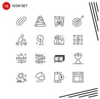 16 tematiska vektor konturer och redigerbar symboler av sport cykel festival trofén samling redigerbar vektor design element