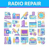 radio reparera service samling ikoner uppsättning vektor