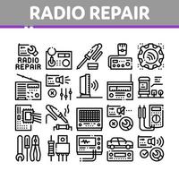 radio reparera service samling ikoner uppsättning vektor