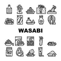 wasabi japanische gewürzsammlungsikonen stellten vektor ein