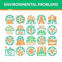 Umweltprobleme Vektor dünne Linie Symbole gesetzt