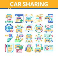 Car-Sharing-Business-Sammlung Symbole Set Vektor