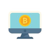 flacher Vektor des digitalen Monitorsymbols. Geld Bitcoin