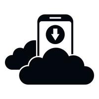 smartphone data moln ikon enkel vektor. säkerhetskopiering lagring vektor