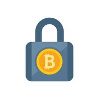 flacher Vektor des Krypto-Vorhängeschloss-Symbols. Bitcoin-Geld