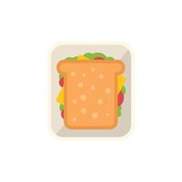 flacher Vektor des Sandwich-Airline-Food-Symbols. Flugmahlzeit