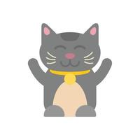 flacher vektor der chinesischen glücklichen katzenikone. maneki japan