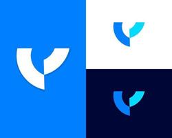 Vektor abstrakte verdrehte Buchstabe v-Logo-Design-Vorlage. flaches origami, linienstil