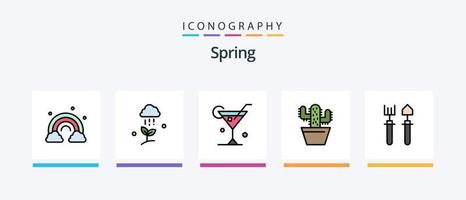 Federlinie gefüllt 5 Icon Pack inklusive Flora. Natur. Beere. Blumen. Pflanze, Anlage. kreatives Symboldesign vektor