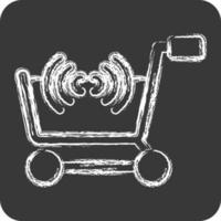 Symbol Online-Shopping. im Zusammenhang mit dem Online-Shop-Symbol. Kreide-Stil. einfache Abbildung. Laden vektor