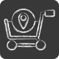 Standort des Icon-Shops. im Zusammenhang mit dem Online-Shop-Symbol. Kreide-Stil. einfache Abbildung. Laden vektor
