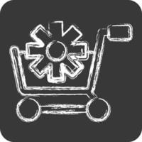 Symbol Kundenservice. im Zusammenhang mit dem Online-Shop-Symbol. Kreide-Stil. einfache Abbildung. Laden vektor