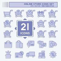 Icon-Set Online-Shop. im Zusammenhang mit dem Online-Shop-Symbol. zweifarbiger Stil. einfache Abbildung. Laden vektor