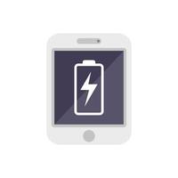 Flacher Vektor des Symbols für defekte Tablet-Batterie. Service-Bildschirm