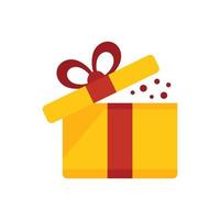Öffnen Sie den flachen Vektor des Geschenkbox-Symbols. glückliches Geschenk