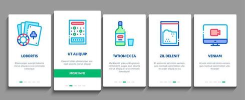 missbruk dålig vanor onboarding element ikoner uppsättning vektor