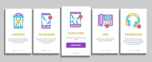 Elektroschrott-Werkzeuge Onboarding-Elemente Symbole Set Vektor